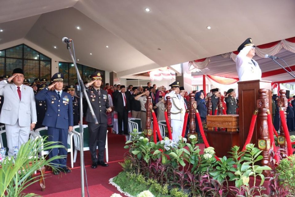 Kapolres Bogor Hadiri Upacara Peringatan HUT RI 78 di Lapangan Pemda Bogor