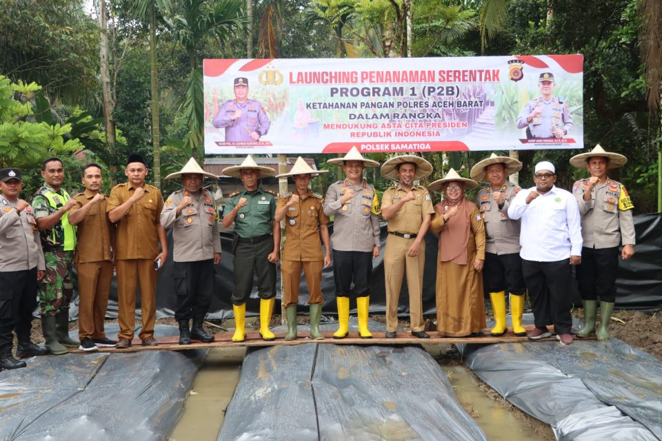 Polres Aceh Barat Lounching Penanaman Serentak Program 1 (P2B) Ketahanan Pangan