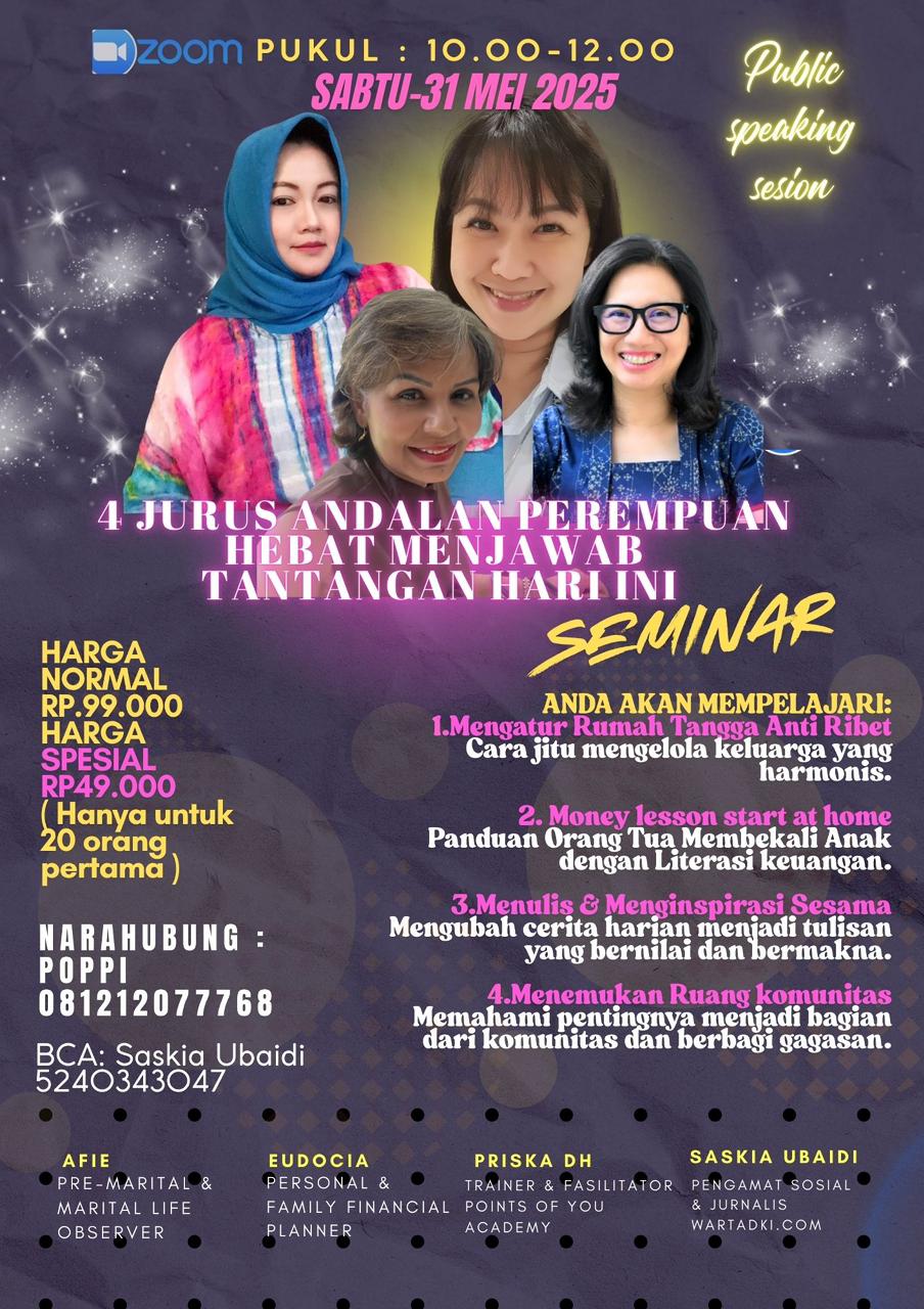 Seminar Online Empat Jurus Andalan Perempuan Hebat Menjawab Tantangan Hari Ini