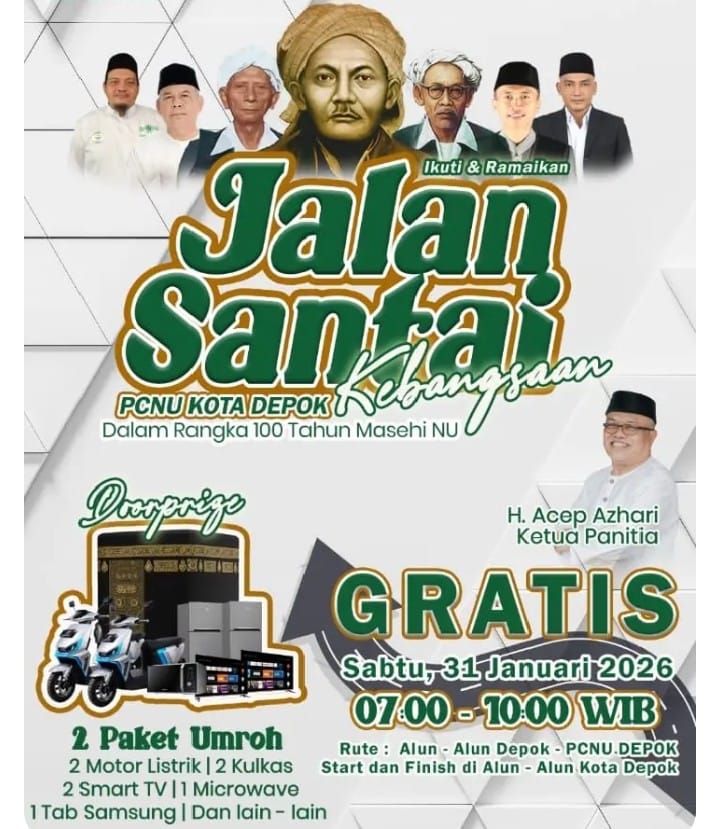 Satu Abad NU, PCNU Depok Gelar Jalan Santai Kebangsaan Hadiah Utama 2 Umroh